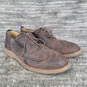 Cole Haan Grand oS‎ Mens Brown Leather Wingtip Oxford Dress Shoes Size 9